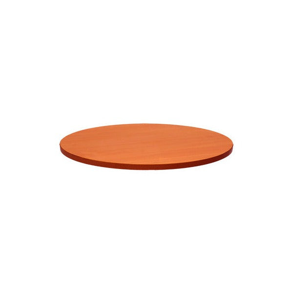 Rapidline round table top in Cherry, shown on its own at an angle against a plain white background