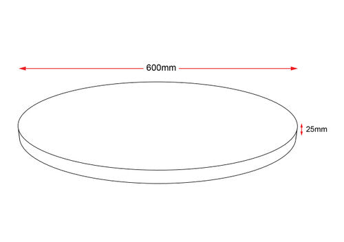 Rapidline Round Table Top 600mm Diameter x 25mm Height Only Natural Oak