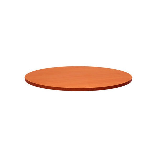 Rapidline round table top in Cherry, shown on its own at an angle against a plain white background