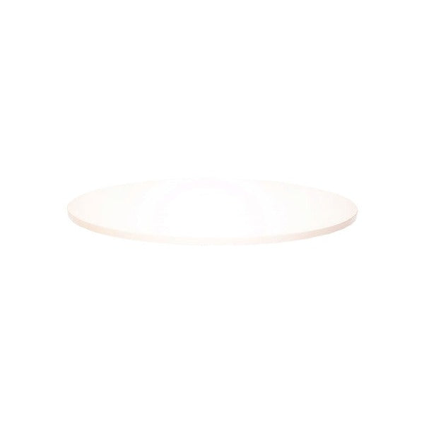 Rapidline round table top in Natural White, shown on its own at an angle against a plain white background