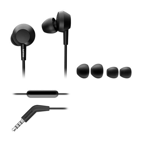 Philips In-Ear Wired Earbud with Bass Black