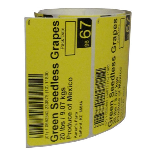 Bala Non-Adhesive Thermal Transfer Synthetic Tags 80 x 25.4mm Core 76mm Perforated Yellow Roll of 7000