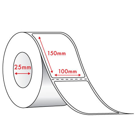 Bala Direct Thermal Labels Permanent Adhesive Perforated 100 x 150mm Wound Out White Roll of 350