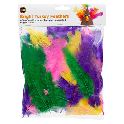 Educational Colours Bright Turkey Feathers 60g Pack