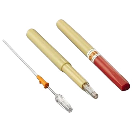 TPAK Chest Decompression Needle 14g x 3.25 inch single-use tension pneumothorax needle in shock-resistant compact case for pre-hospital emergency use