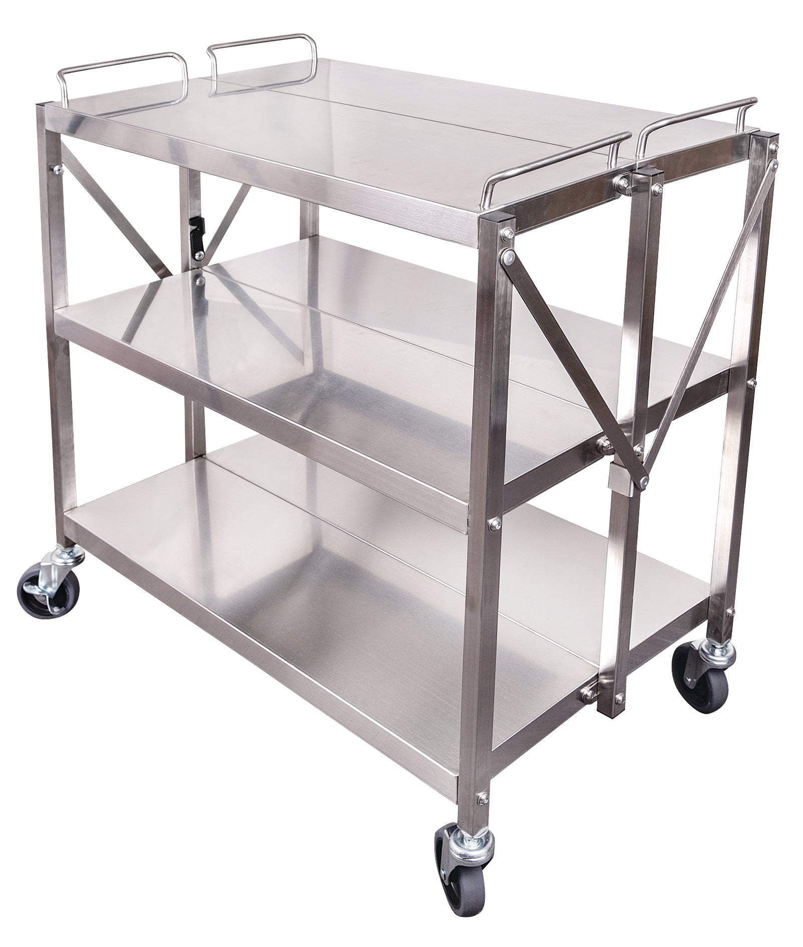 Classroom Foldable Metal Trolley Stainless Steel 50kg per Shelf Folds Flat-2