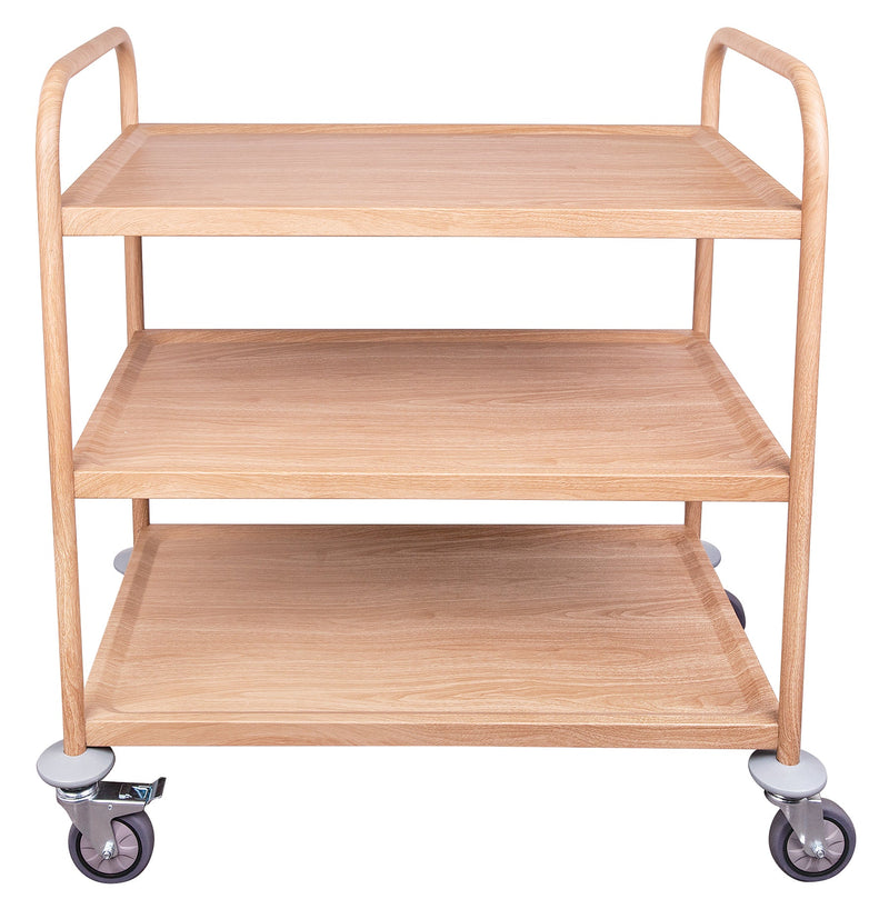 Zart Wood Look 3 Tier Classroom Trolley 845 x 525 x 900mm Steel 150kg Capacity-2