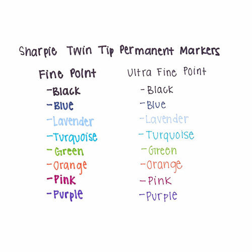Sharpie Twin Tip Permanent Marker Fine and Ultra Fine Point Black Box of 12