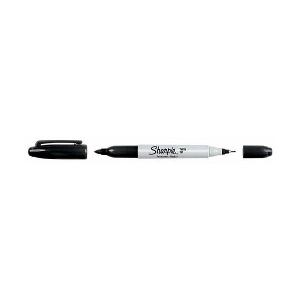 Sharpie Twin Tip Permanent Marker Fine and Ultra Fine Point Black Box of 12