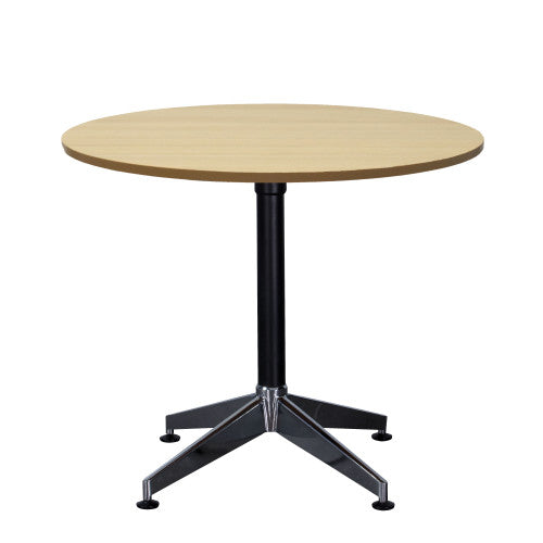 Rapidline Typhoon 4 Star Round Meeting Table 1200mm Diameter Natural Oak / Black Aluminium