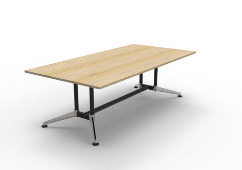 Rapidline Typhoon Meeting and Boardroom Table 2400 x 1200mm Natural Oak / Black Aluminium