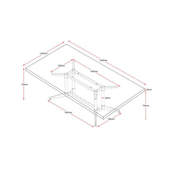 Rapidline Typhoon Meeting and Boardroom Table 2400 x 1200mm Cherry / Black Aluminium