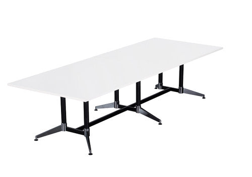 Rapidline Typhoon Meeting and Boardroom Table 3200 x 1200mm Natural White / Black Aluminium