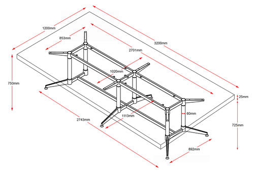 Rapidline Typhoon Meeting and Boardroom Table 3200 x 1200mm Beech / Black Aluminium