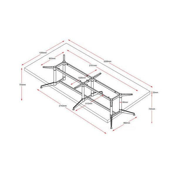 Rapidline Typhoon Meeting and Boardroom Table 3200 x 1200mm Natural White / Black Aluminium