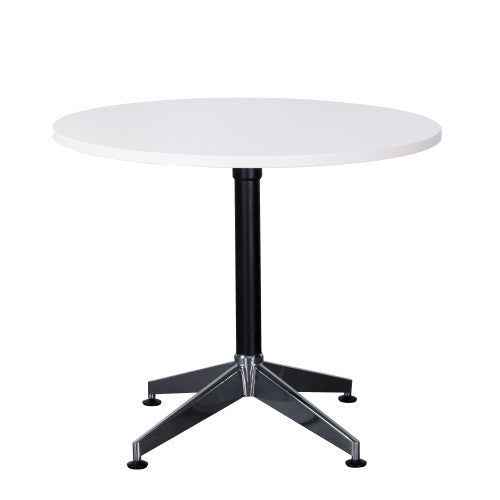Rapidline Typhoon 4 Star Round Meeting Table 900mm Diameter Natural White / Black Aluminium