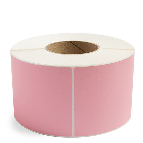 Bala Thermal Transfer Labels Permanent Adhesive Perforated 75 x 48mm Pink Roll of 2000