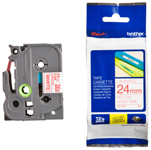 Brother TZe Tape 24mm Red on White TZE252