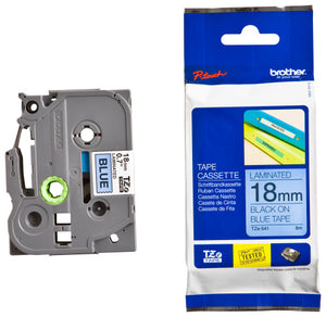 Brother TZe Tape 18mm Black on Blue TZE541