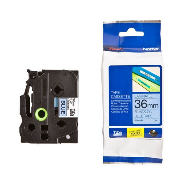 Brother TZe Tape 36mm Black on Blue TZE561