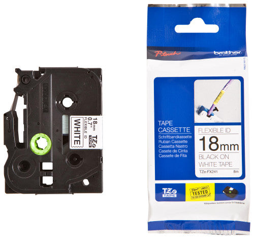 Brother TZe Flexible Tape 18mm Black on White TZEFX241