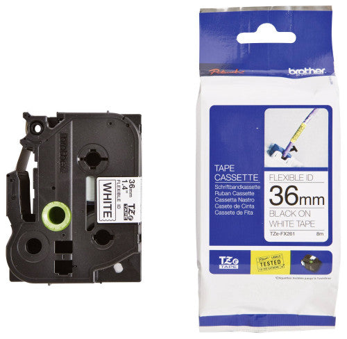 Brother TZe Flexible Tape 36mm Black on White TZEFX261