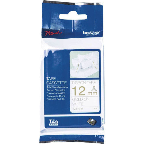 Brother TZER234 Ribbon Label Tape Cassette 12mm x 4m Gold on White