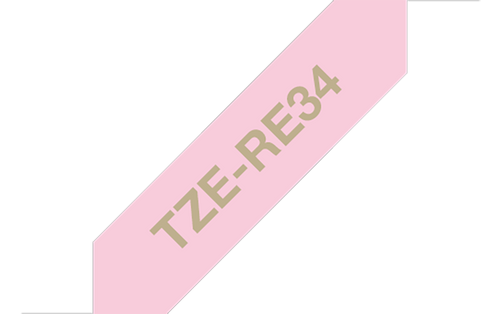 Brother Ribbon Label Tape Cassette 12mm x 4m Gold on Pink TZERE34