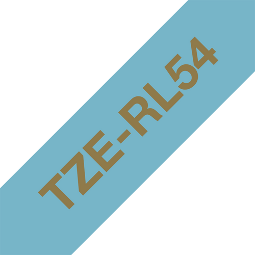 Brother TZERL54 Ribbon Label Tape Cassette Gold on Light Blue 24mm x 4m