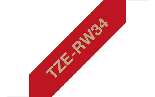 Brother TZERW34 Ribbon Label Tape Cassette 12mm x 4m Gold on Wine Red