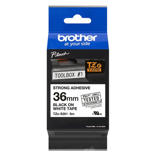 Brother TZES261 Strong Adhesive TZe Tape 36mm Black on White