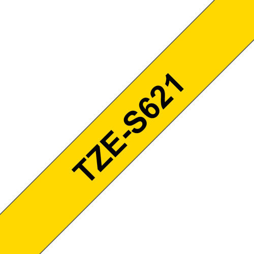 Brother TZES621 Strong Adhesive TZe Tape 9mm Black on Yellow