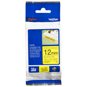 Brother TZe Strong Adhesive Tape 12mm Black on Yellow TZES631