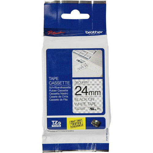 Brother TZESE5 TZe Security Tape 24mm Black on White