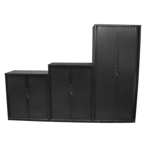 Rapidline Go Tambour Door Cupboard with 2 Shelves 900 x 1200 x 473mm Black