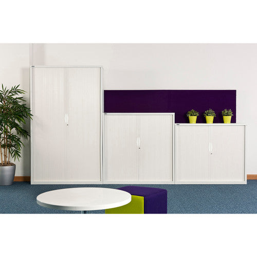 Rapidline Go Tambour Door Cupboard with 5 Shelves 1200 x 1981 x 473mm White