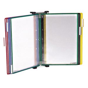 Tarifold Technic 10-pocket A4 wall unit in grey with assorted coloured pockets and clip-on index tabs
