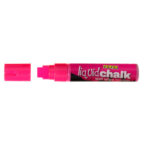 Texta Jumbo Liquid Chalk Marker in pink with 15mm chisel tip, single marker on white background