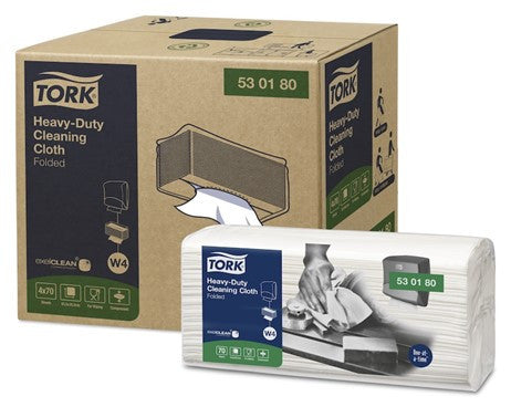 Tork Heavy Duty Cleaning Cloth Large Fold W4 White 70 Sheets x 4 Carton