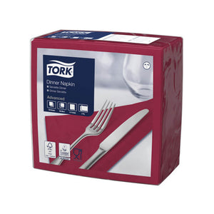 Tork Bordeaux Red Edge Emboss Dinner Napkin 2 Ply Quarterfold Carton of 12 - image 1