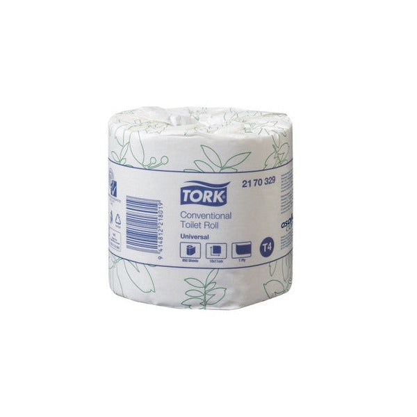 Tork Conventional Toilet Roll 1 Ply Universal T4 White Carton of 48 Rolls - image 1
