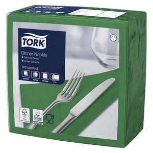 Tork Dark Green Edge Emboss Dinner Napkin 2 Ply Quarterfold 150 Sheets Carton of 12 - image 1