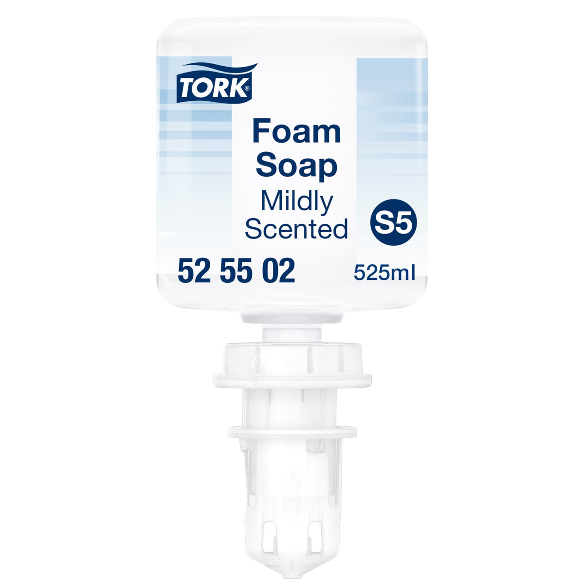 Tork 525502 foam soap S5 refill with blue label showing 525ml and x8 carton count