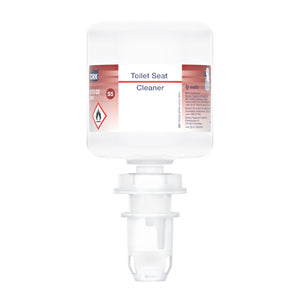 Tork 425302 mini toilet seat cleaner S5 bottle, front label with flammable pictogram