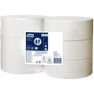 Tork Recycled Jumbo Toilet Roll 2 Ply Advanced T1 White Carton of 6 - image 1