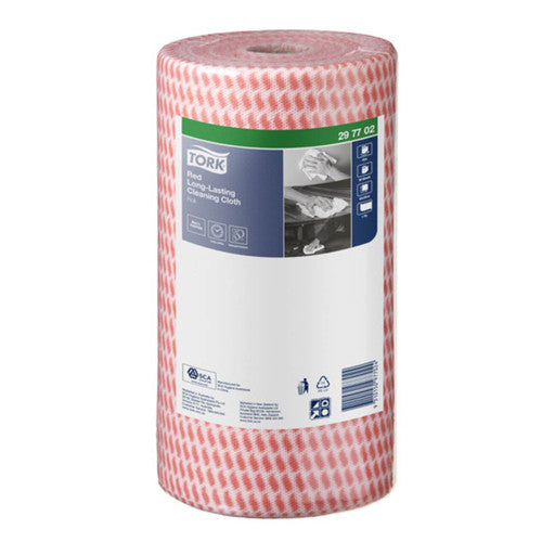 Tork Red Long Lasting Cleaning Cloth 90 Sheets 4 Rolls - image 1