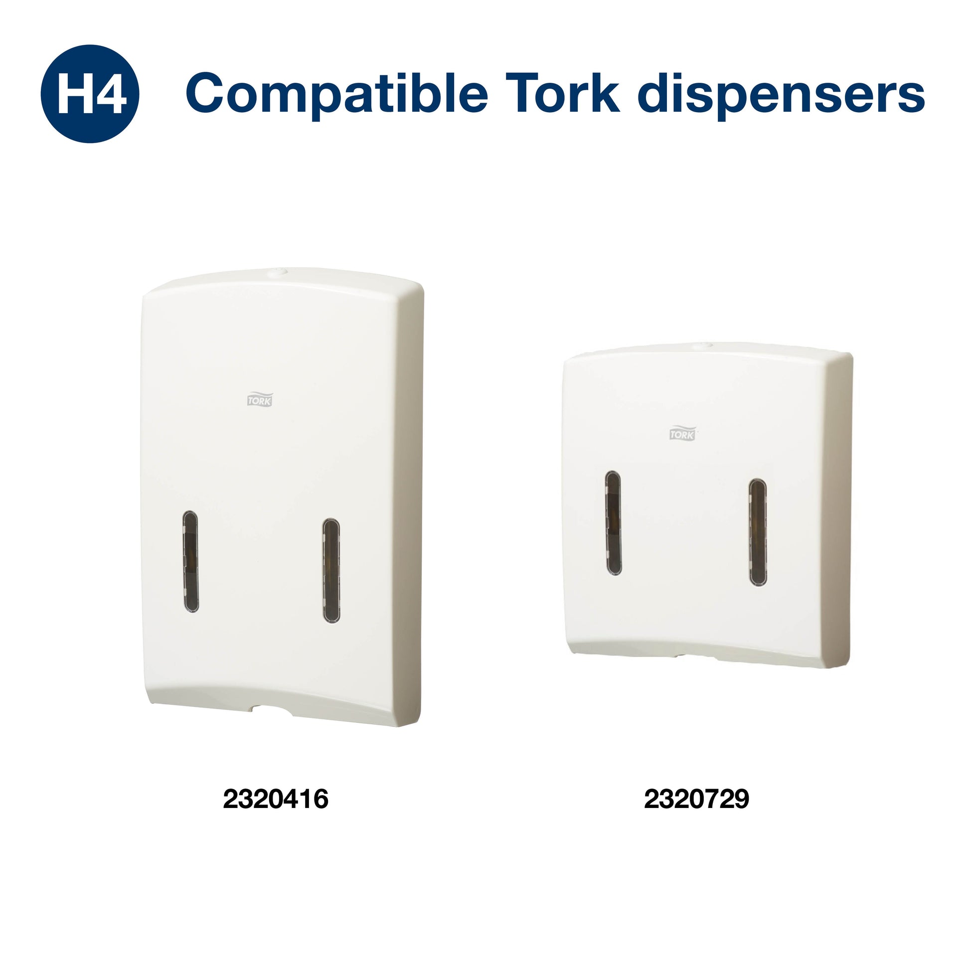 Tork H4 Ultraslim Multifold Hand Towel Dispenser compatibility chart for Australia and New Zealand showing matching dispenser models 2320416 and 2320729