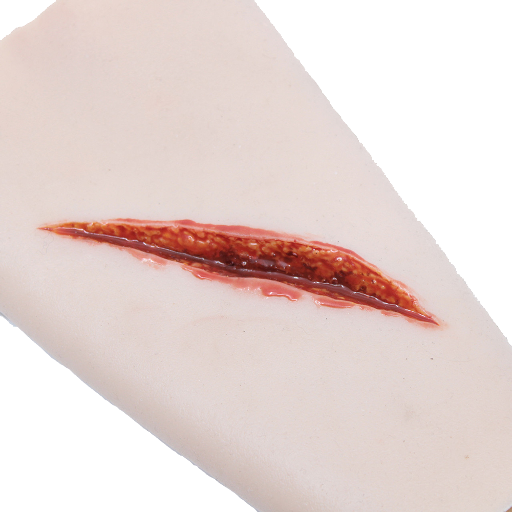 TraumaSim Wearable Sharp Forearm Laceration with Bleeding Capacity wearable moulage for combined wound and haemorrhage training