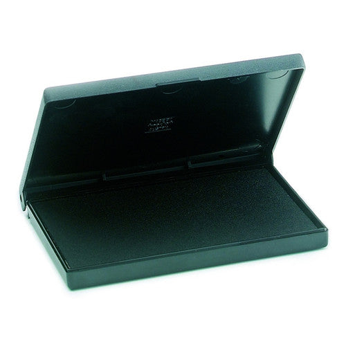 Trodat 9052 black stamp pad 110x70mm with felt ink surface, top view on white background