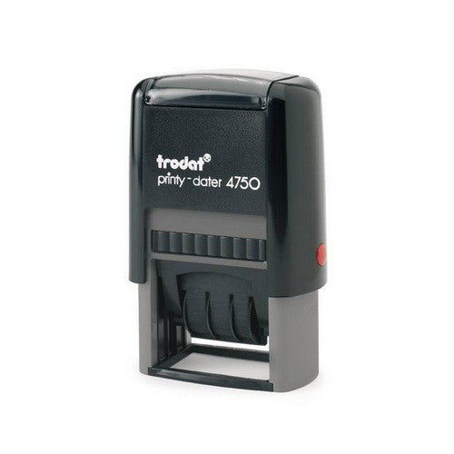 Trodat Printy 4750 L2 self-inking PAID date stamp, front view showing stamp body and handle